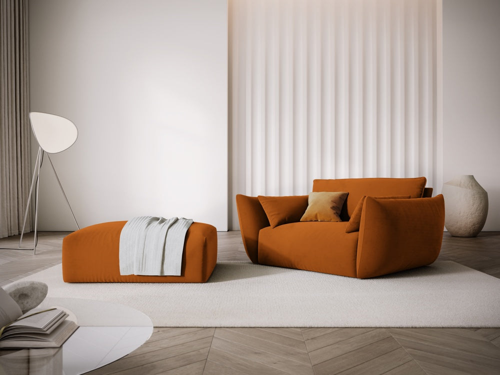 
Pouf design "Clau" - Velours Terre cuite