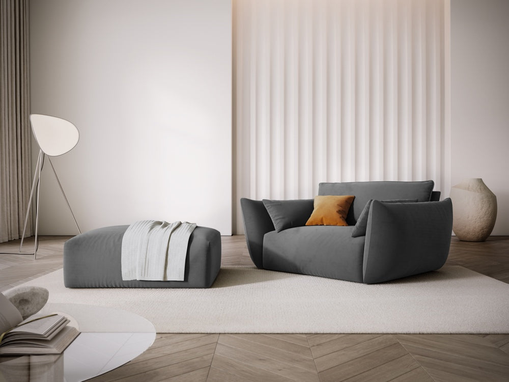 
Pouf design "Clau" - Velours gris foncé