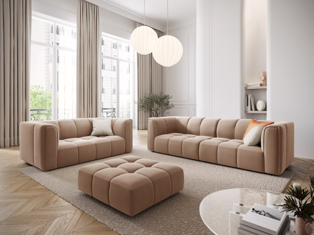 
Design Sitzpouf "Adams" - Samt  Beige / 96 x 96 cm