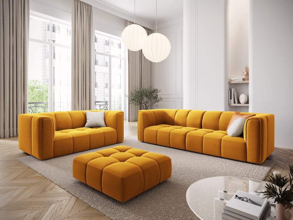 
Design Sitzpouf "Adams" - Samt Senfgelb / 96 x 96 cm