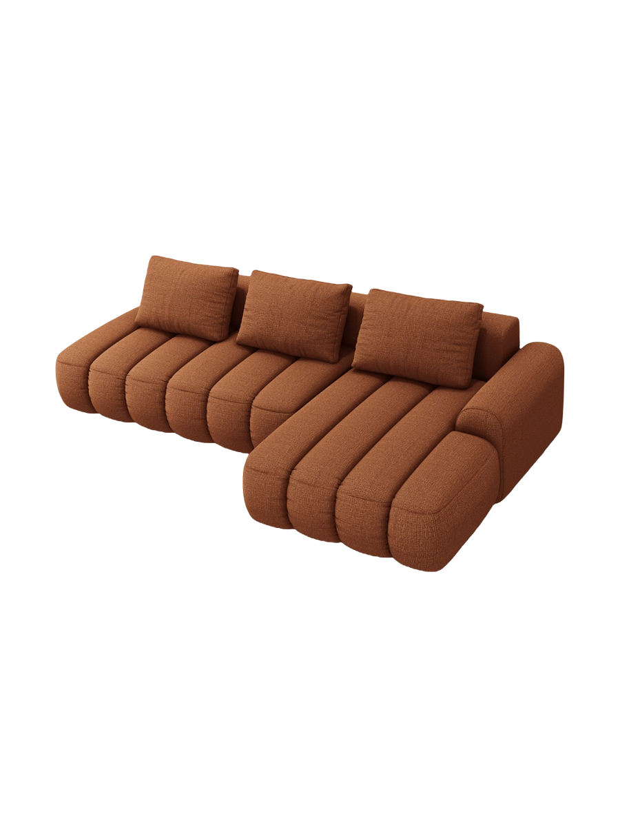 
4-Seater Designer Corner Sofa "Kimi" with Sleeping Function - Textured fabric Brick / Right-hand corner section