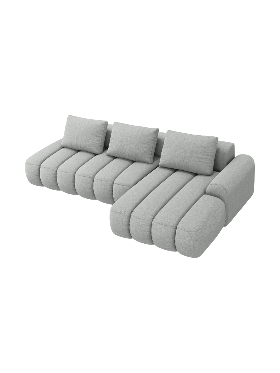 
4-Seater Designer Corner Sofa "Kimi" with Sleeping Function - Structural Fabric Light Grey / Right-hand corner section
