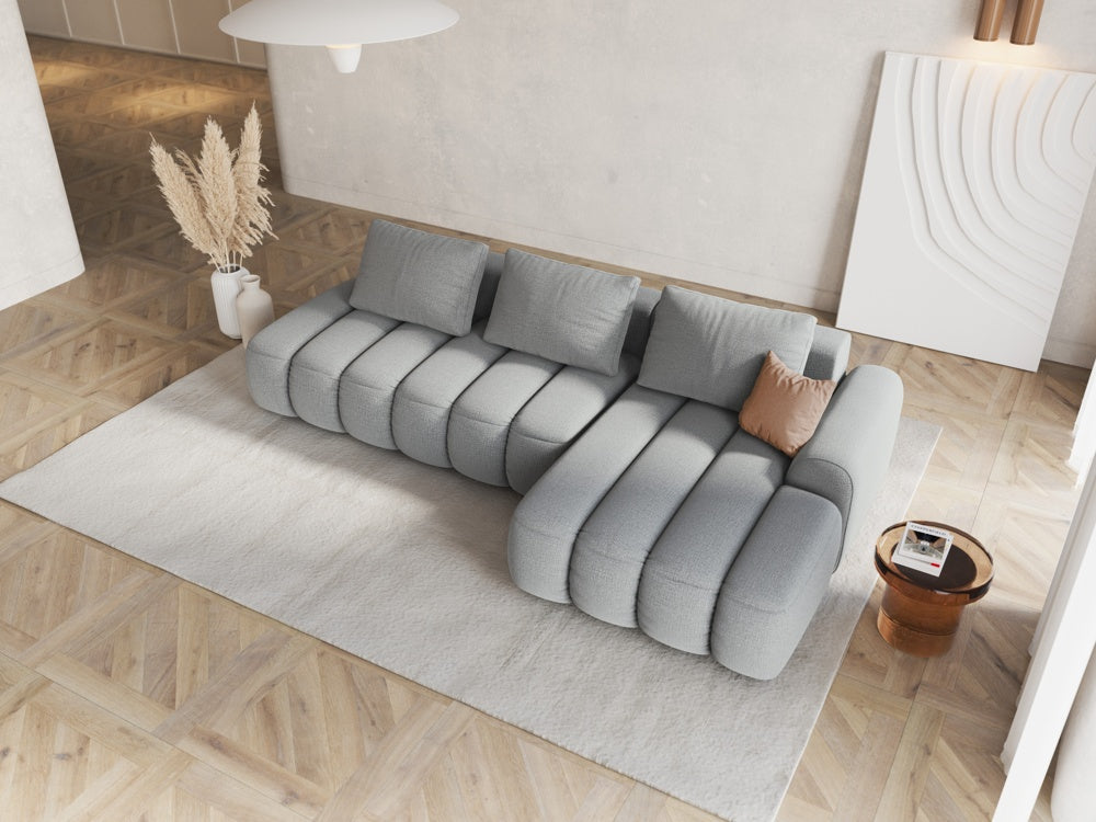 
4-Seater Designer Corner Sofa "Kimi" with Sleeping Function - Structural Fabric Light Grey / Right-hand corner section