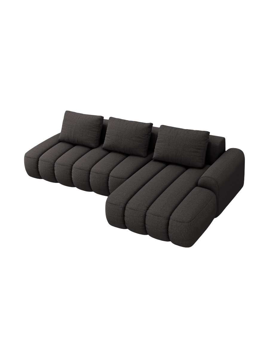 
4-Seater Designer Corner Sofa "Kimi" with Sleeping Function - Structured Fabric Dark Grey / Right-hand corner section