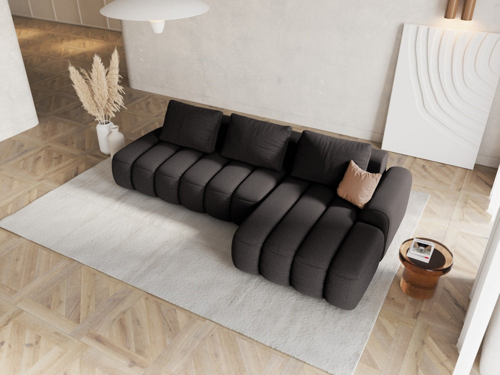 
4-Seater Designer Corner Sofa "Kimi" with Sleeping Function - Structured Fabric Dark Grey / Right-hand corner section