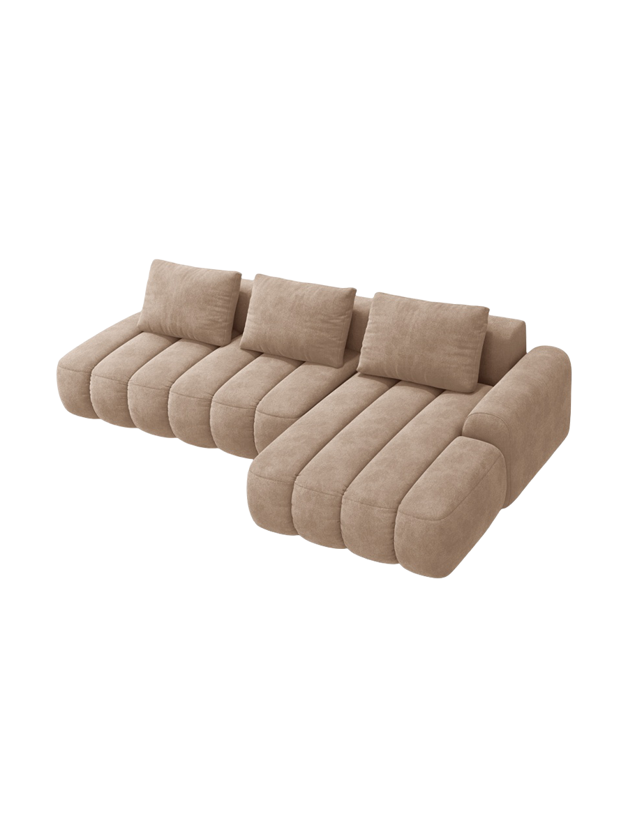 
4-Seater Designer Corner Sofa "Kimi" with Sleeping Function - Dark Beige Velvet / Right-hand corner section