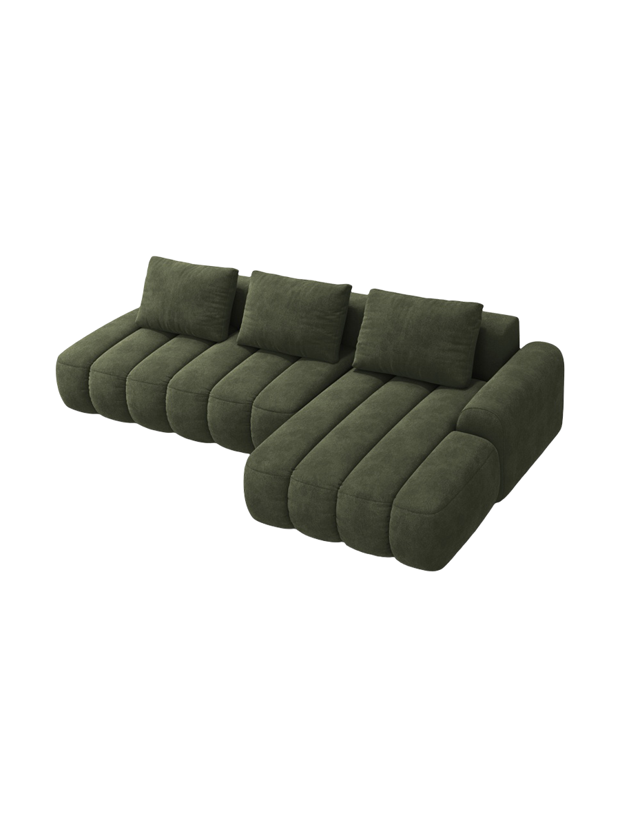 
4-Seater Designer Corner Sofa "Kimi" with Sleeping Function - Velvet Green / Right-hand corner section