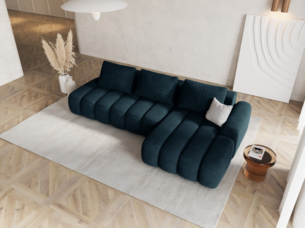 
4-Seater Designer Corner Sofa "Kimi" with Sleeping Function - Velvet dark petrol / Right-hand corner section