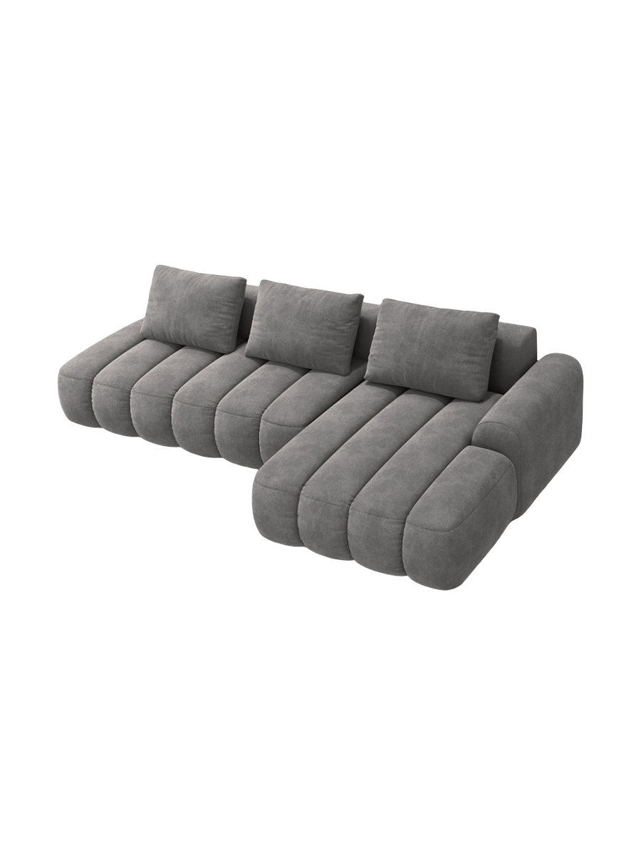 
4-Seater Designer Corner Sofa "Kimi" with Sleeping Function - Velvet Grey / Right-hand corner section