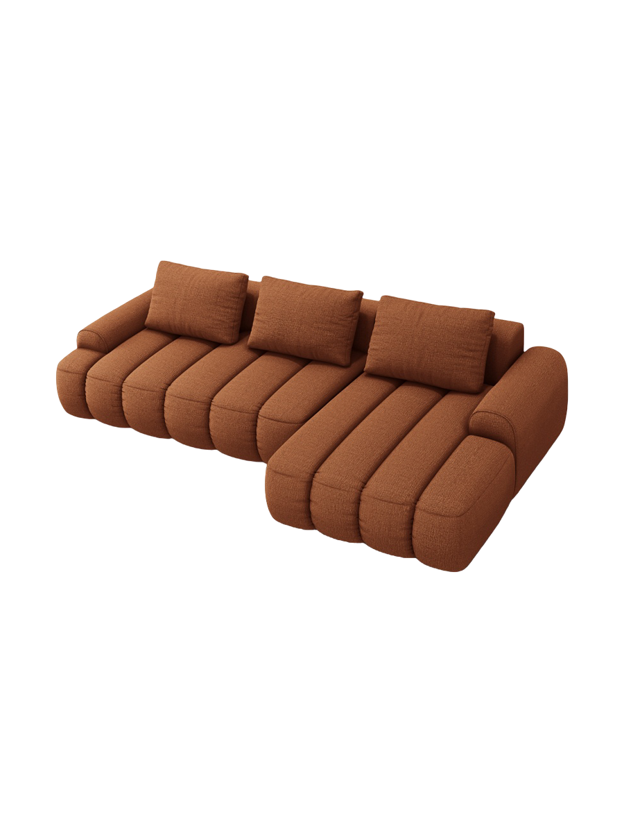 
3-seater designer corner sofa "Kimi" with sleeping function - Textured Fabric Brick / Right-hand corner section