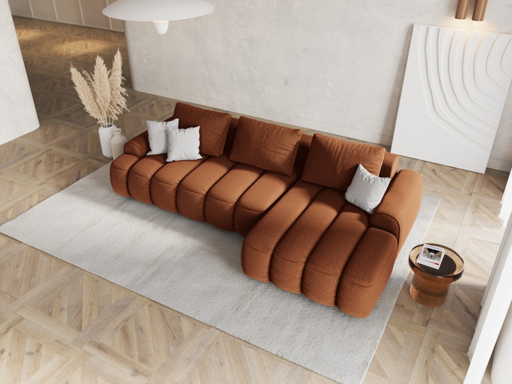 
3-seater designer corner sofa "Kimi" with sleeping function - Textured Fabric Brick / Right-hand corner section