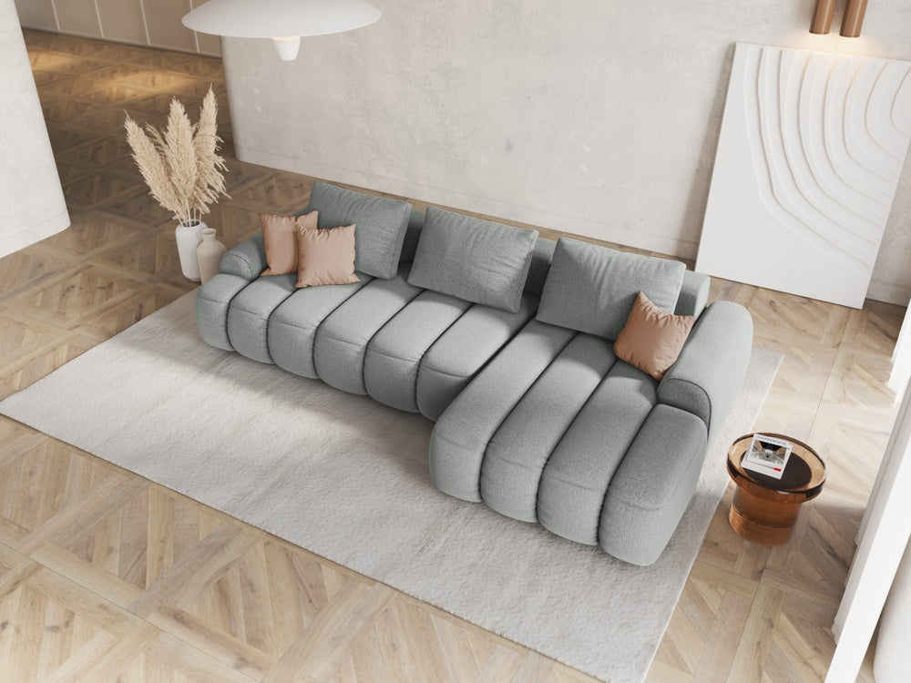 
3-seater designer corner sofa "Kimi" with sleeping function - Structural Fabric Light Grey / Right-hand corner section
