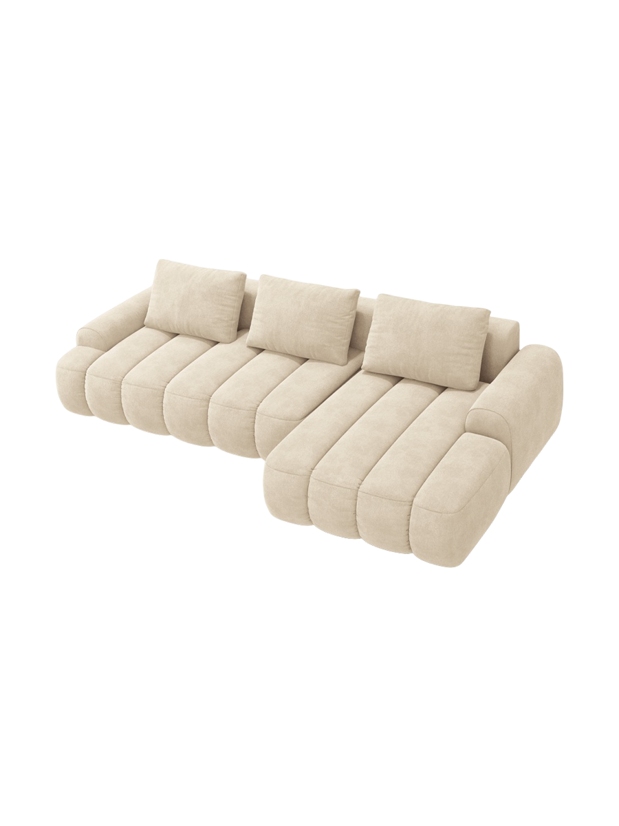 
3-seater designer corner sofa "Kimi" with sleeping function - Velvet Light Beige / Right-hand corner section