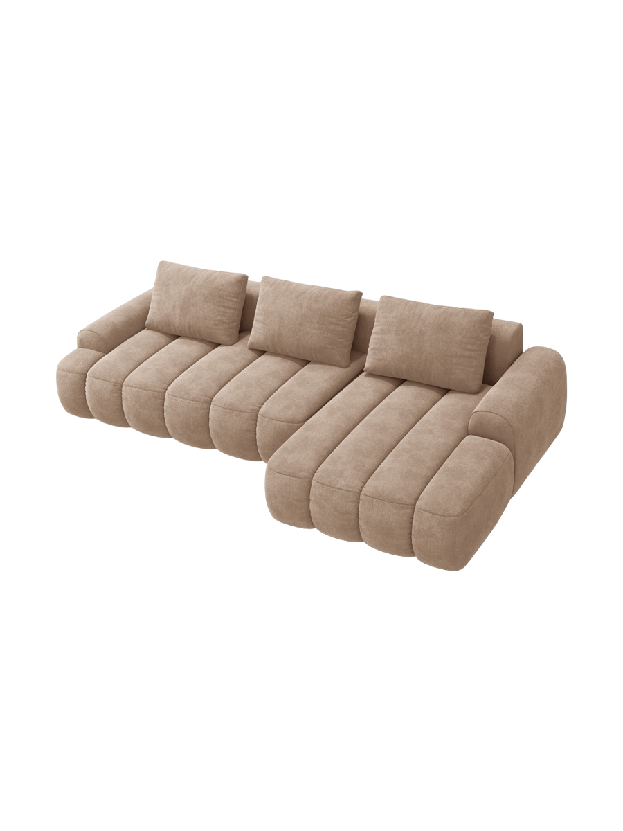 
3-seater designer corner sofa "Kimi" with sleeping function - Velvet Dark Beige / Right-hand corner section