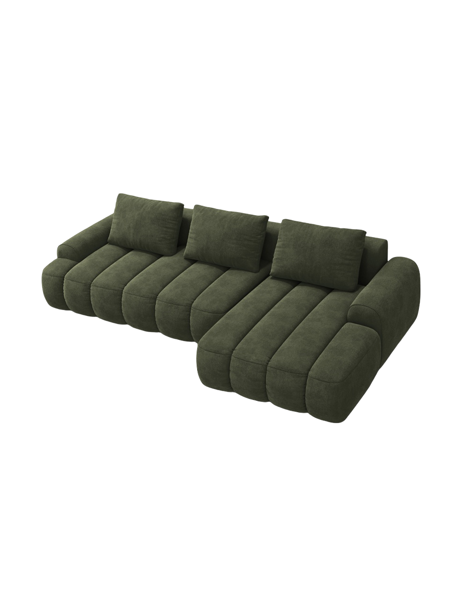 
3-seater designer corner sofa "Kimi" with sleeping function - Velvet Green / Right-hand corner section
