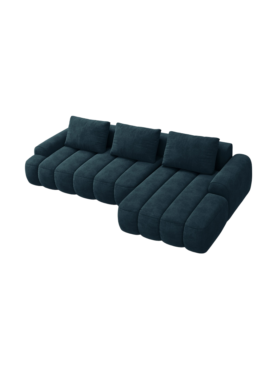 
3-seater designer corner sofa "Kimi" with sleeping function - Velvet dark petrol / Right-hand corner section