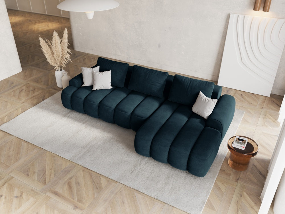 
3-seater designer corner sofa "Kimi" with sleeping function - Velvet dark petrol / Right-hand corner section