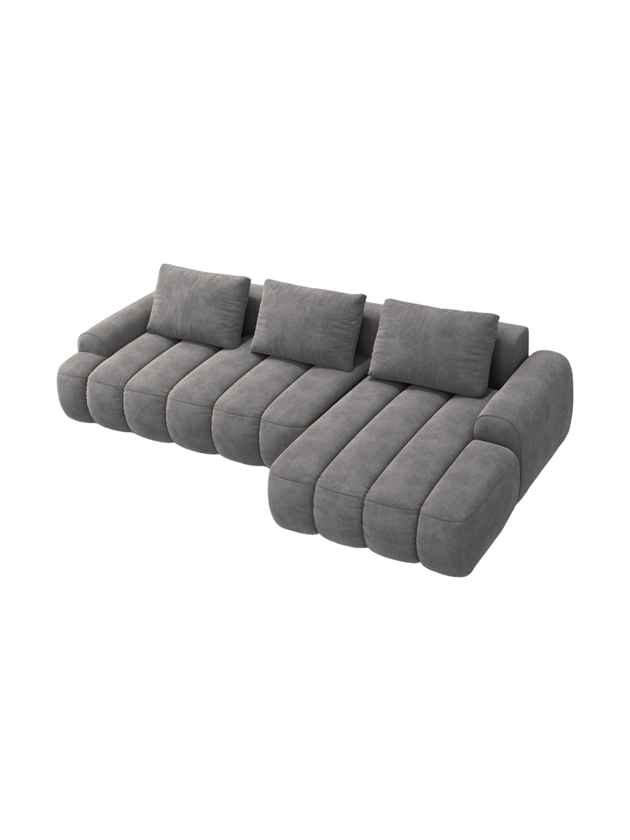 
3-seater designer corner sofa "Kimi" with sleeping function - Velvet Grey / Right-hand corner section