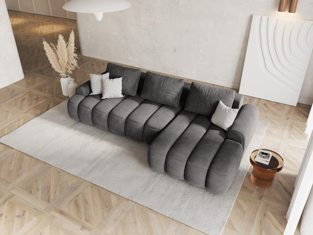 
3-seater designer corner sofa "Kimi" with sleeping function - Velvet Grey / Right-hand corner section