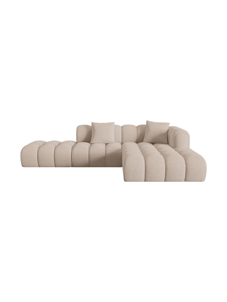 
4-Seater Designer Corner Sofa "Arden" with Ottoman - Structured fabric Cappuccino / Ottoman left