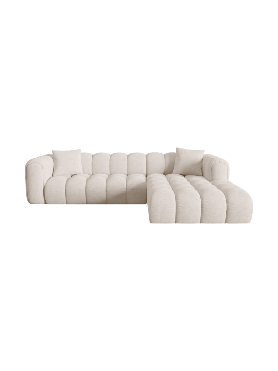 
4-Seater Designer Corner Sofa "Arden" - Structured Fabric Beige / Right-hand corner section