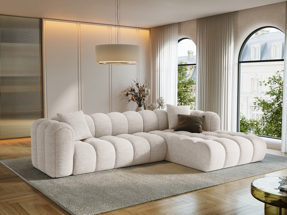 
4-Seater Designer Corner Sofa "Arden" - Structured Fabric Beige / Right-hand corner section