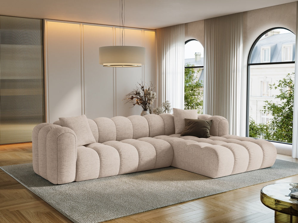 
4-Seater Designer Corner Sofa "Arden" - Structured fabric Cappuccino / Right-hand corner section