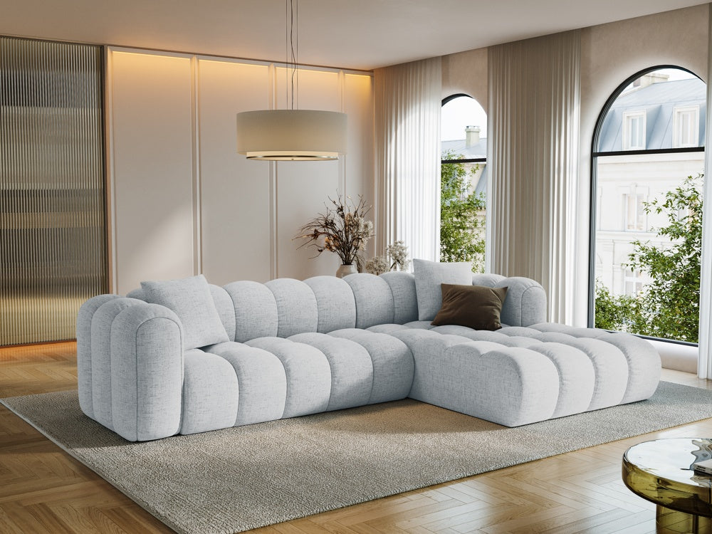 
4-Seater Designer Corner Sofa "Arden" - Structural Fabric Light Grey / Right-hand corner section