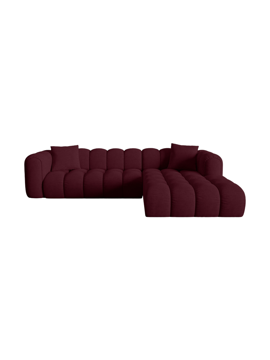 
4-Seater Designer Corner Sofa "Arden" - Structured fabric Bordeaux / Right-hand corner section