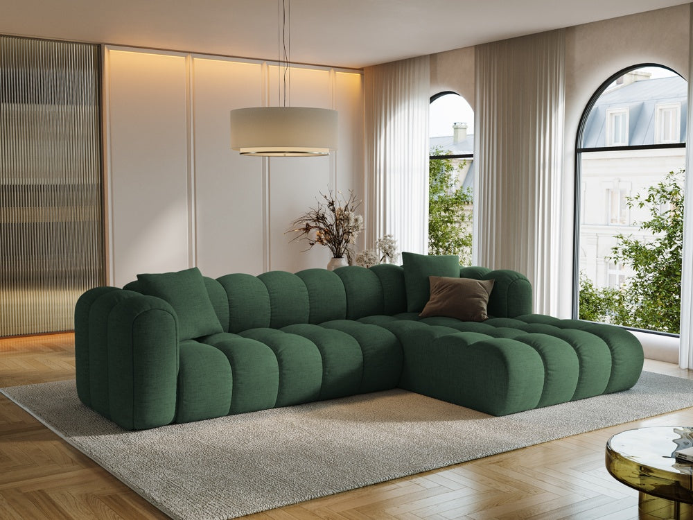 
4-Seater Designer Corner Sofa "Arden" - Textured Fabric Green / Right-hand corner section