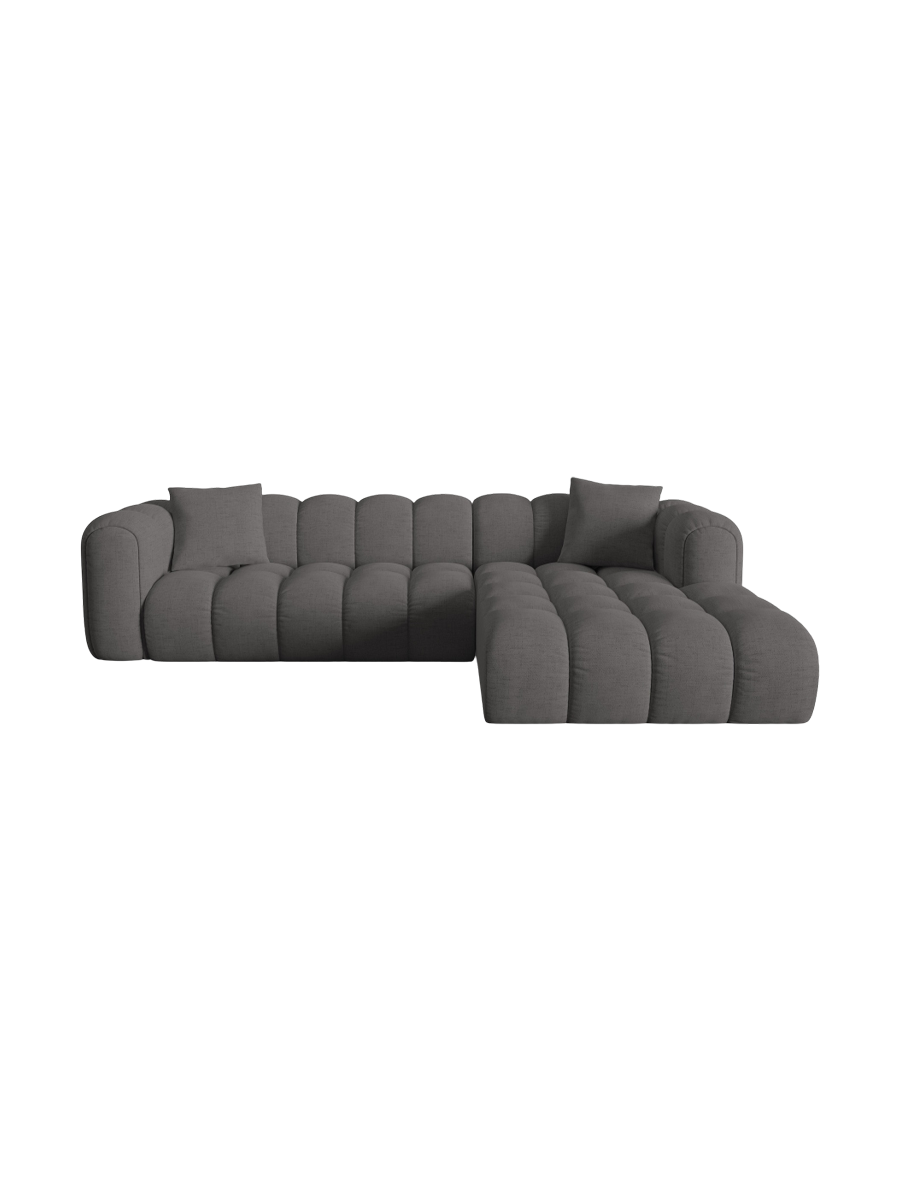 
4-Seater Designer Corner Sofa "Arden" - Textured Fabric Grey / Right-hand corner section