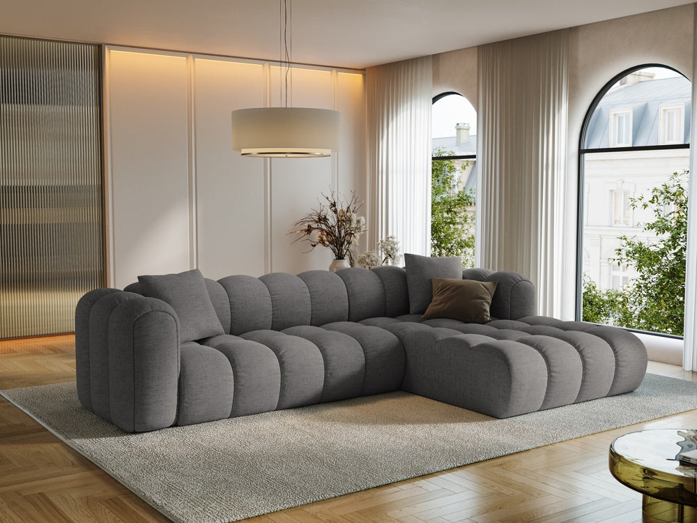 
4-Seater Designer Corner Sofa "Arden" - Textured Fabric Grey / Right-hand corner section