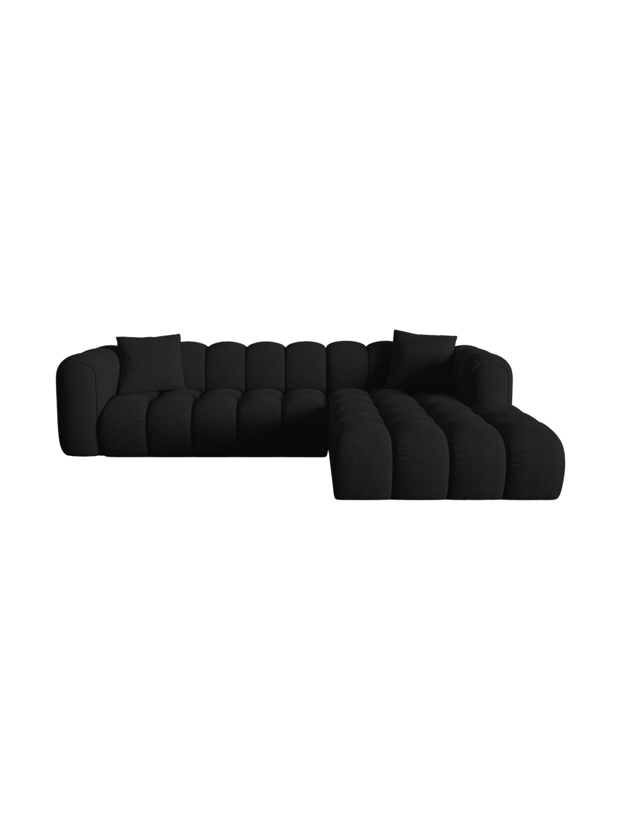 
4-Seater Designer Corner Sofa "Arden" - Textured Fabric Black / Right-hand corner section