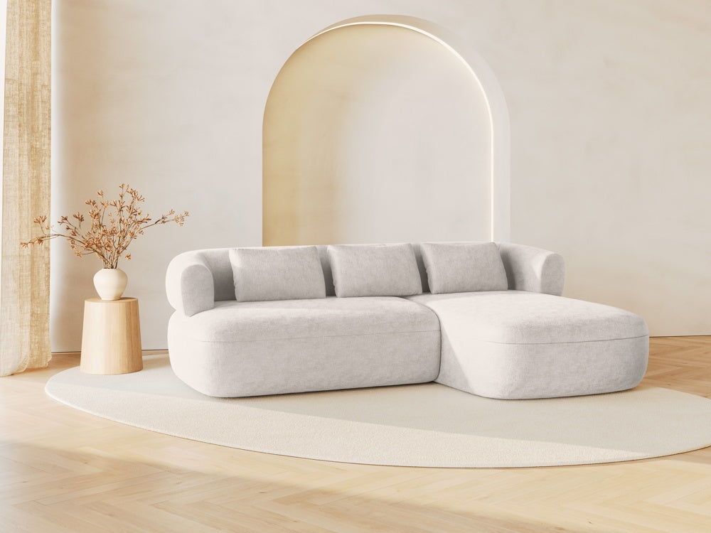 
3/4-seater design corner sofa "Estro" - Chenille Light Beige / Right-hand corner section