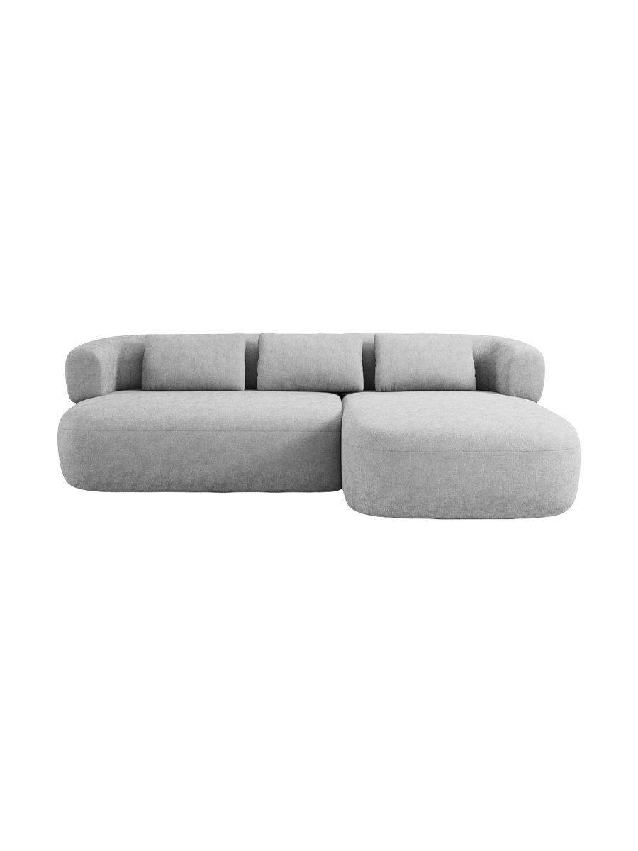 
3/4-seater design corner sofa "Estro" - Chenille Silver / Right-hand corner section