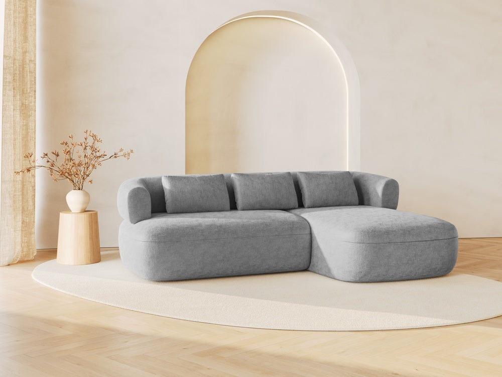 
3/4-seater design corner sofa "Estro" - Chenille Silver / Right-hand corner section