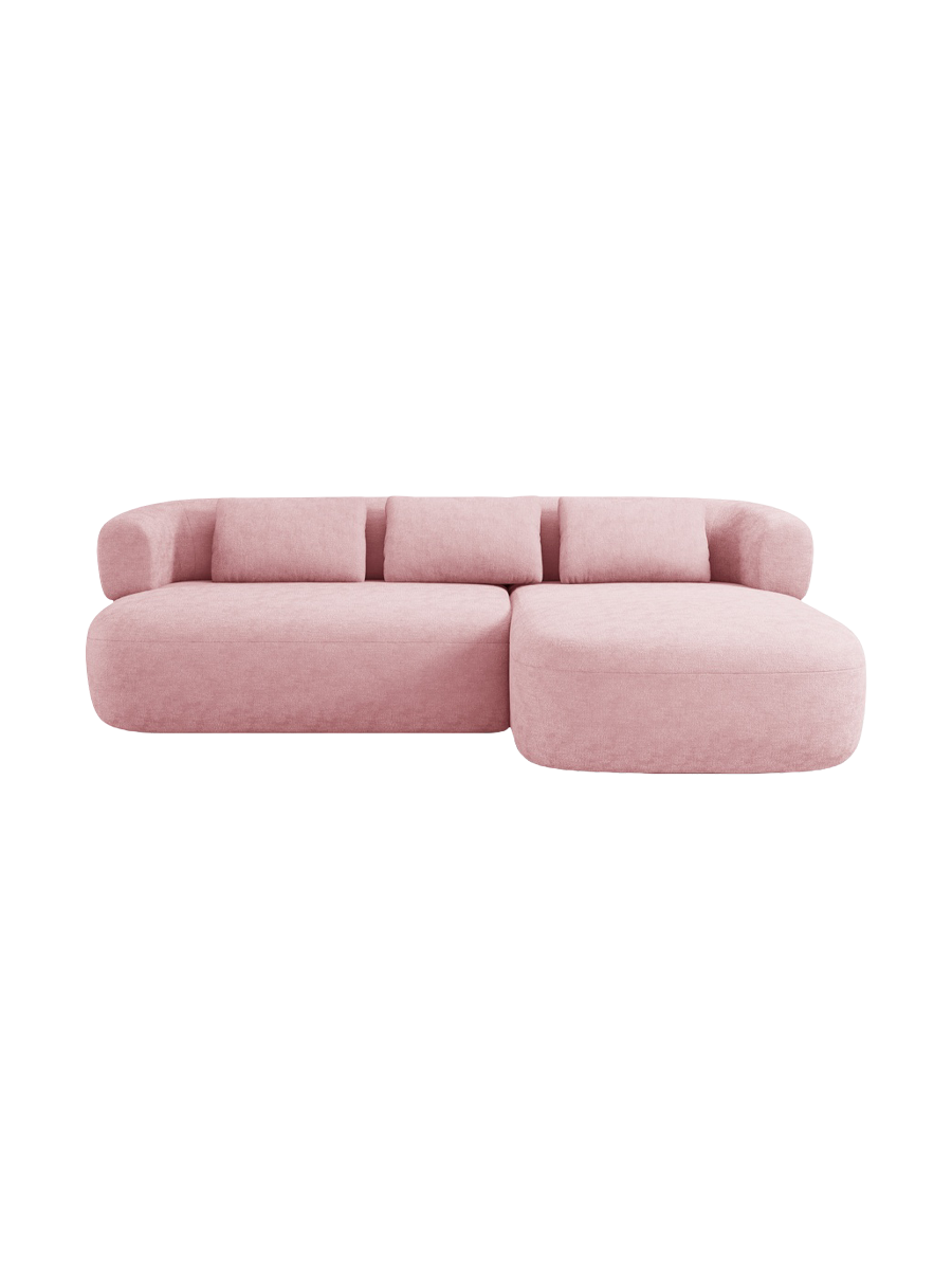 
3/4-seater design corner sofa "Estro" - Chenille Pink / Right-hand corner section