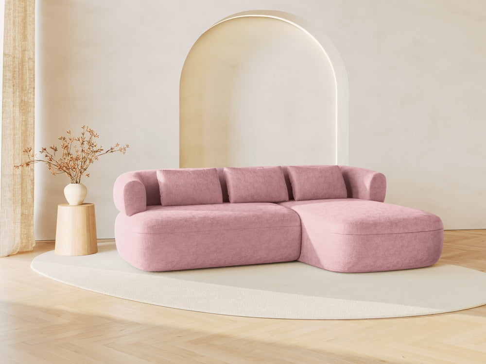 
3/4-seater design corner sofa "Estro" - Chenille Pink / Right-hand corner section