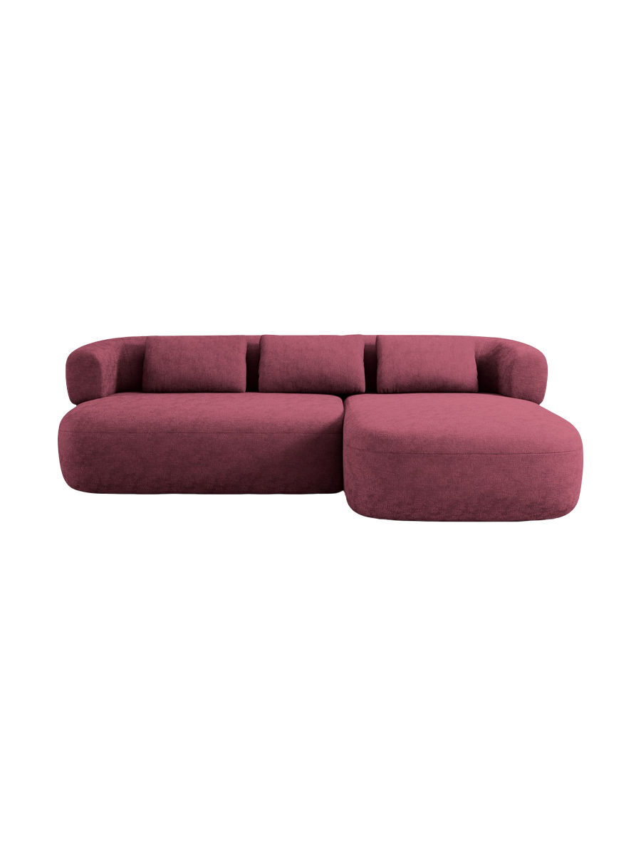 
3/4-seater design corner sofa "Estro" - Chenille Cherry / Right-hand corner section