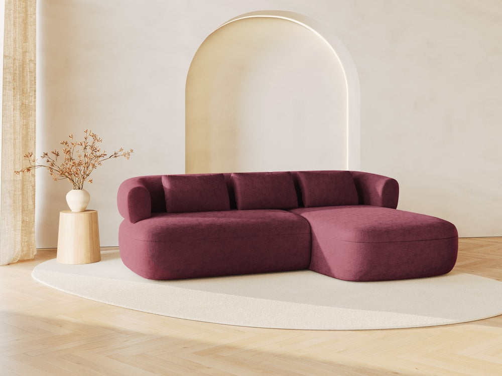 
3/4-seater design corner sofa "Estro" - Chenille Cherry / Right-hand corner section