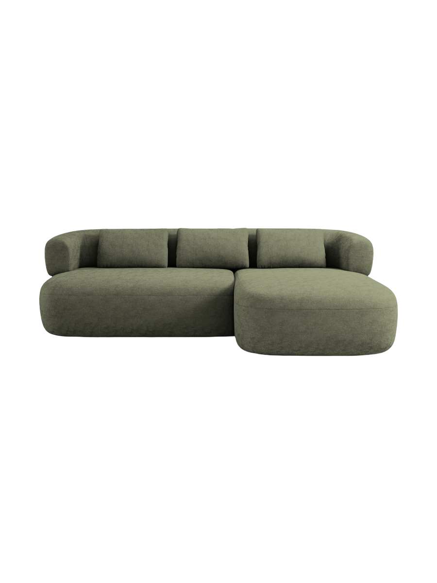 
3/4-seater design corner sofa "Estro" - Chenille Green / Right-hand corner section
