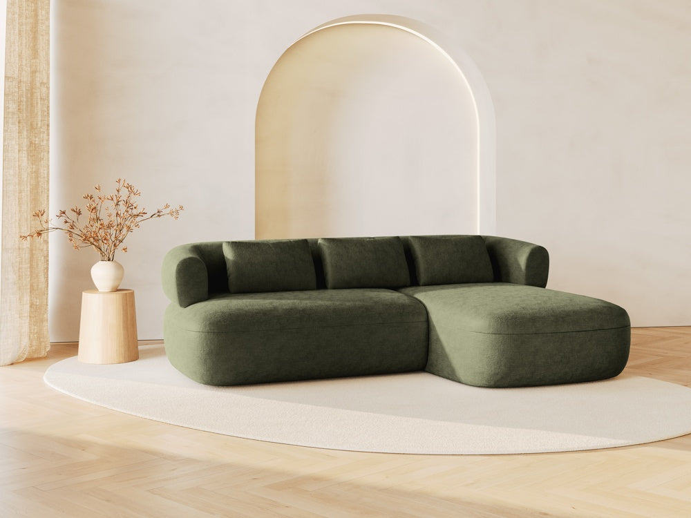 
3/4-seater design corner sofa "Estro" - Chenille Green / Right-hand corner section