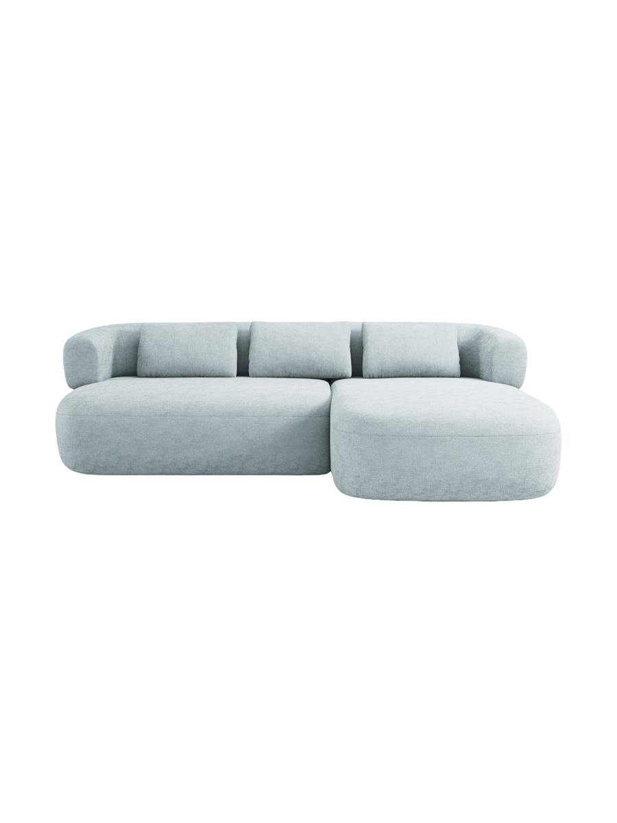 
3/4-seater design corner sofa "Estro" - Chenille Light Blue / Right-hand corner section