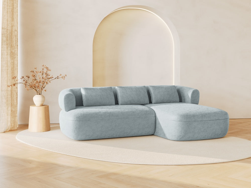 
3/4-seater design corner sofa "Estro" - Chenille Light Blue / Right-hand corner section