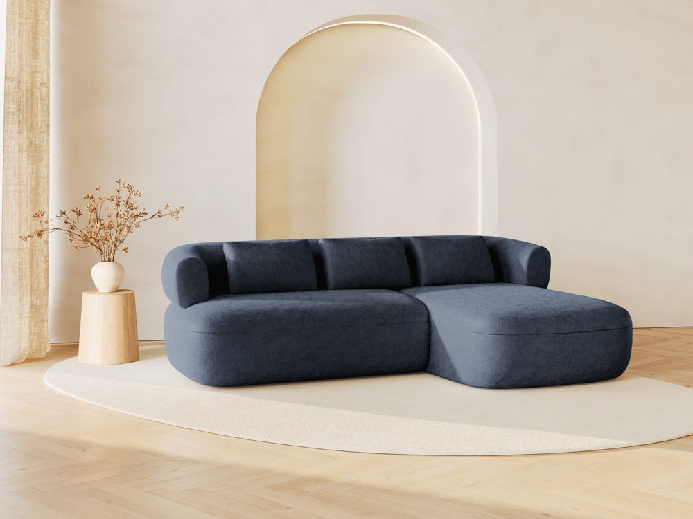 
3/4-seater design corner sofa "Estro" - Chenille Dark Blue / Right-hand corner section