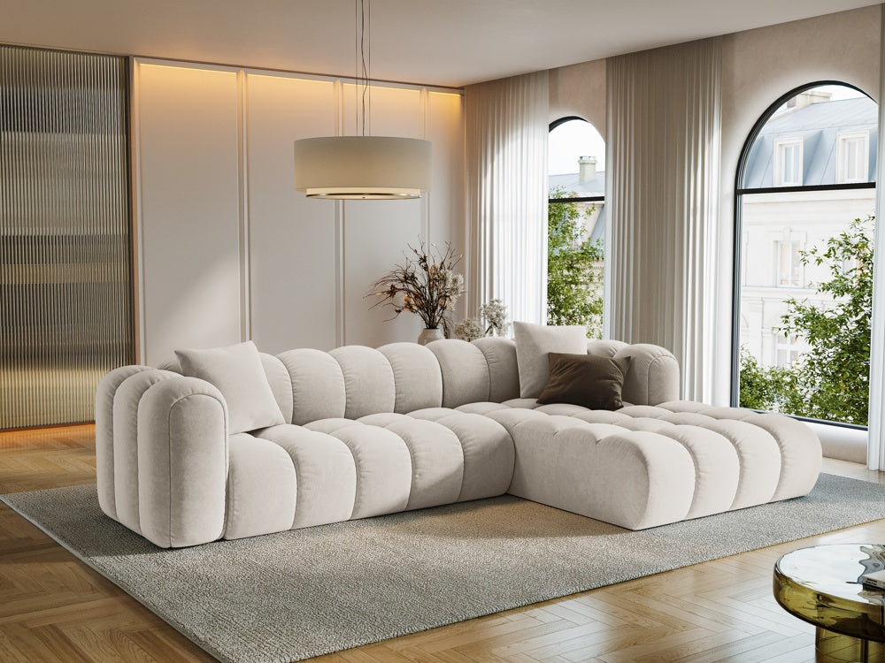 
4-Seater Designer Corner Sofa "Arden" - Velvet Ecru / Right-hand corner section