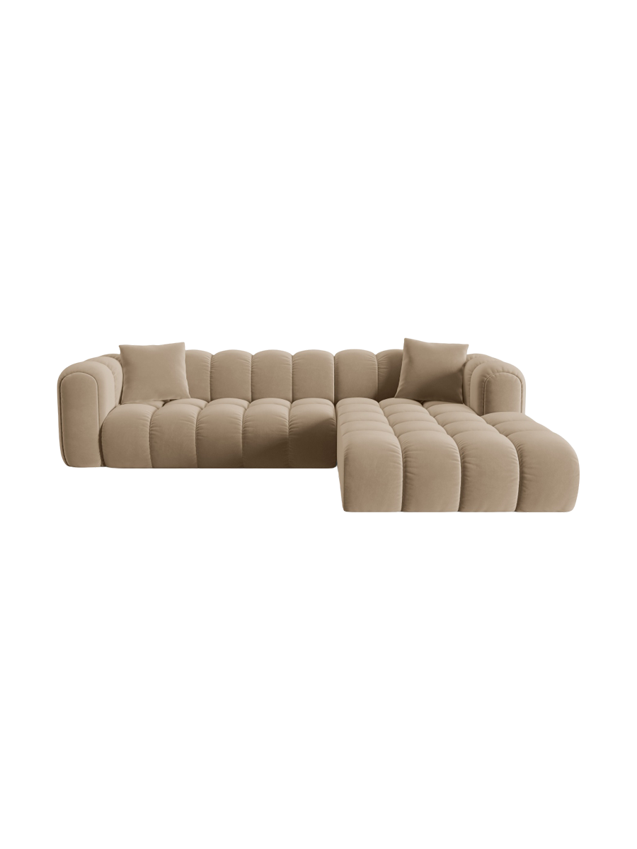 
4-Seater Designer Corner Sofa "Arden" - Velvet Sand / Right-hand corner section