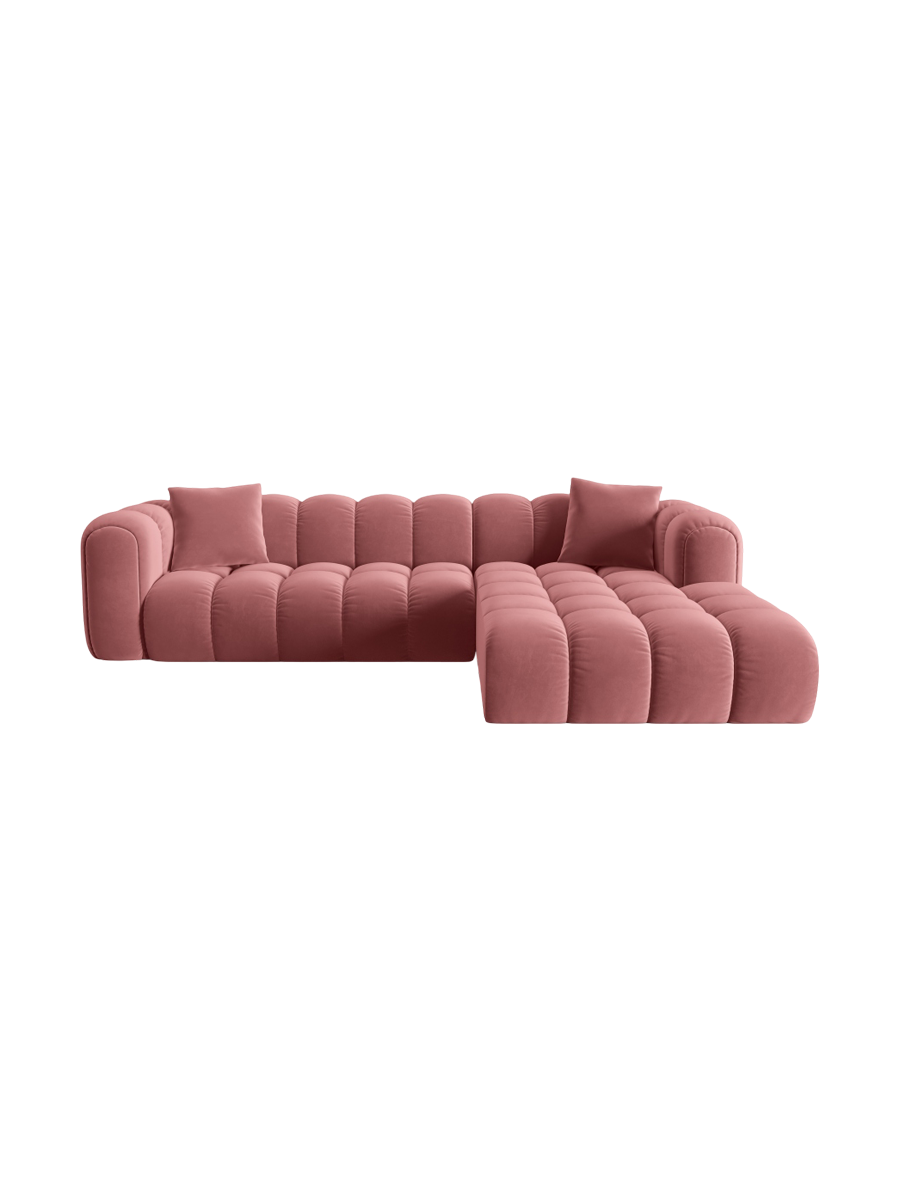 
4-Seater Designer Corner Sofa "Arden" - Velvet Flamingo Pink / Right-hand corner section