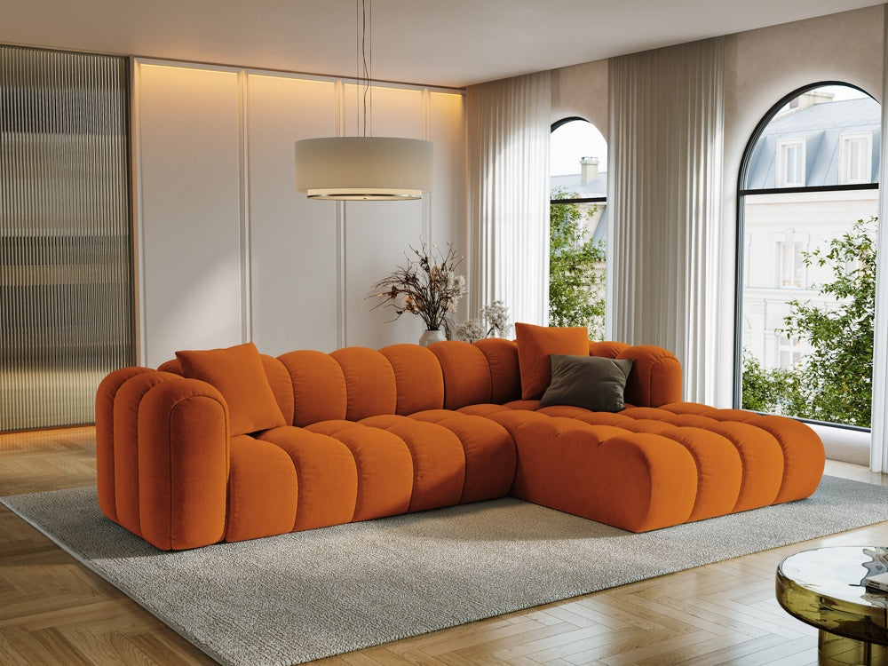 
4-Seater Designer Corner Sofa "Arden" - Velvet Terracotta / Right-hand corner section