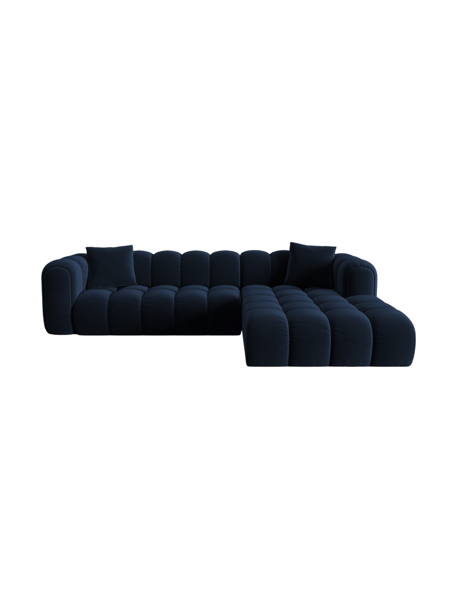 
4-Seater Designer Corner Sofa "Arden" - Velvet Royal Blue / Right-hand corner section